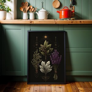 Celestial Herbal Print – Botanical Kitchen Witch Wall Art Poster | Astrology Wall Art | Cottagecore | Botanical Poster