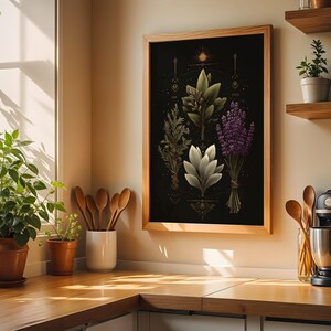 Celestial Herbal Print – Botanical Kitchen Witch Wall Art Poster | Astrology Wall Art | Cottagecore | Botanical Poster