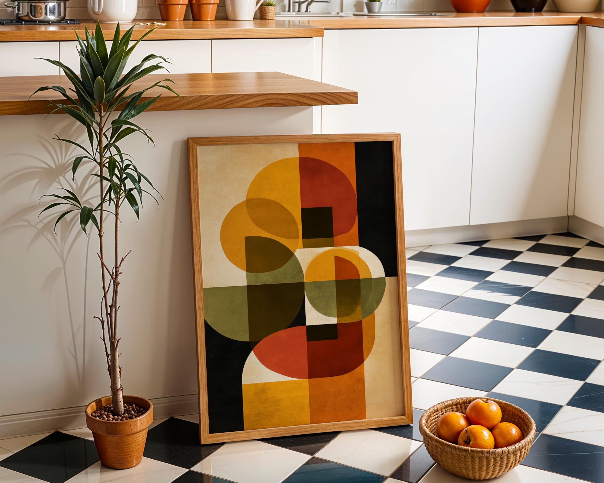 Mid-century Modern Geometric Wall Art • Retro Abstract Shapes Print ...