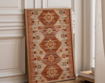 Moroccan Boho Terracotta Geometric Print, Neutral Tribal Poster, Warm Earth Tone Art
