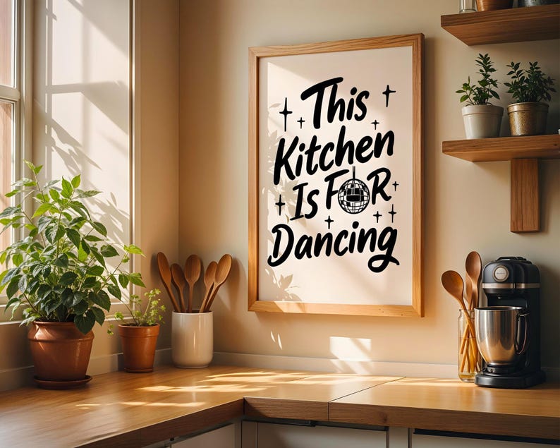 This Kitchen is for Dancing Poster | Kitchen Quote Poster | Wall Art | Funny Quote | Funny wall art | Kitchen wall art | Black
