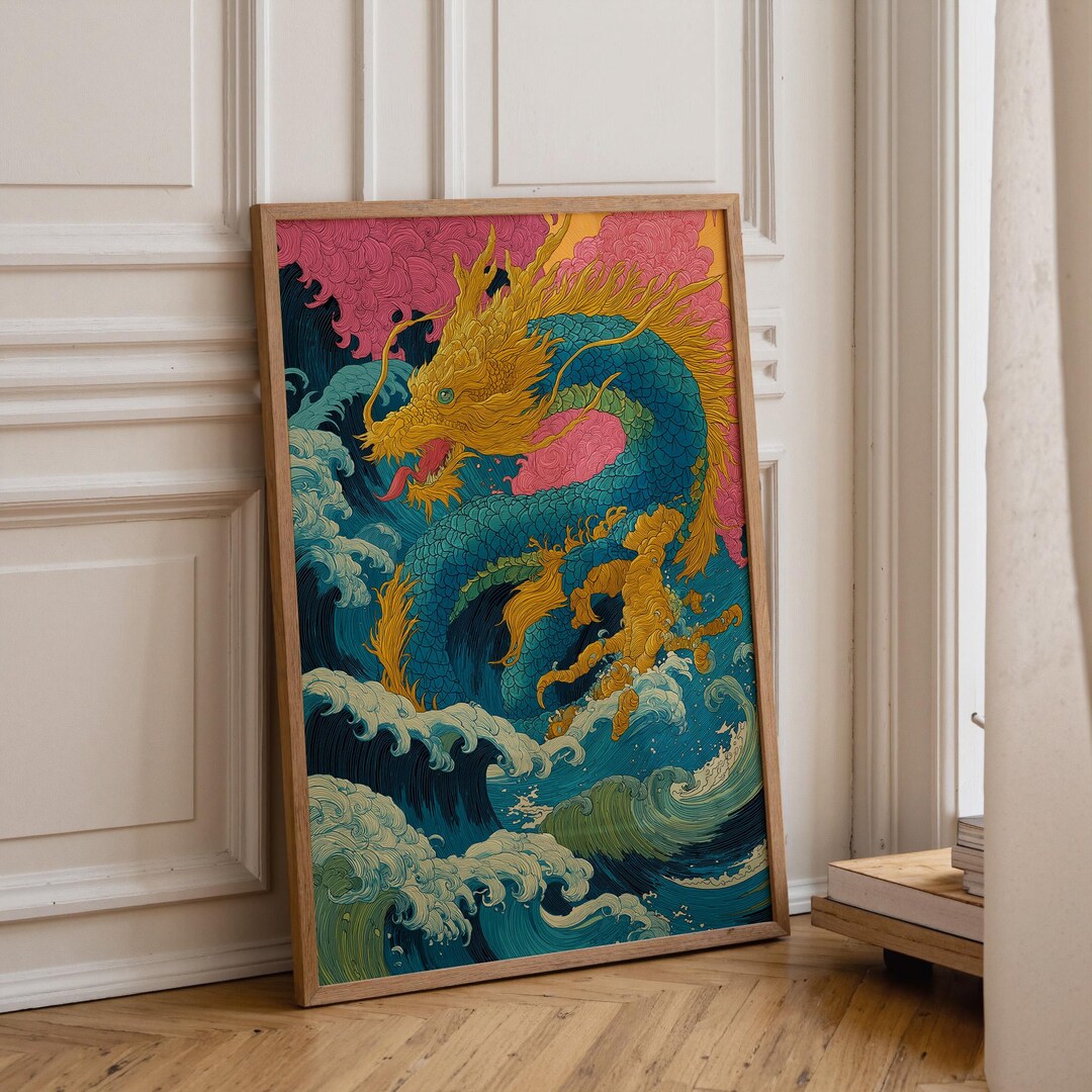 Cherry Blossom Dragon Art Print | Japanese Fantasy Wall Art | Mythical ...