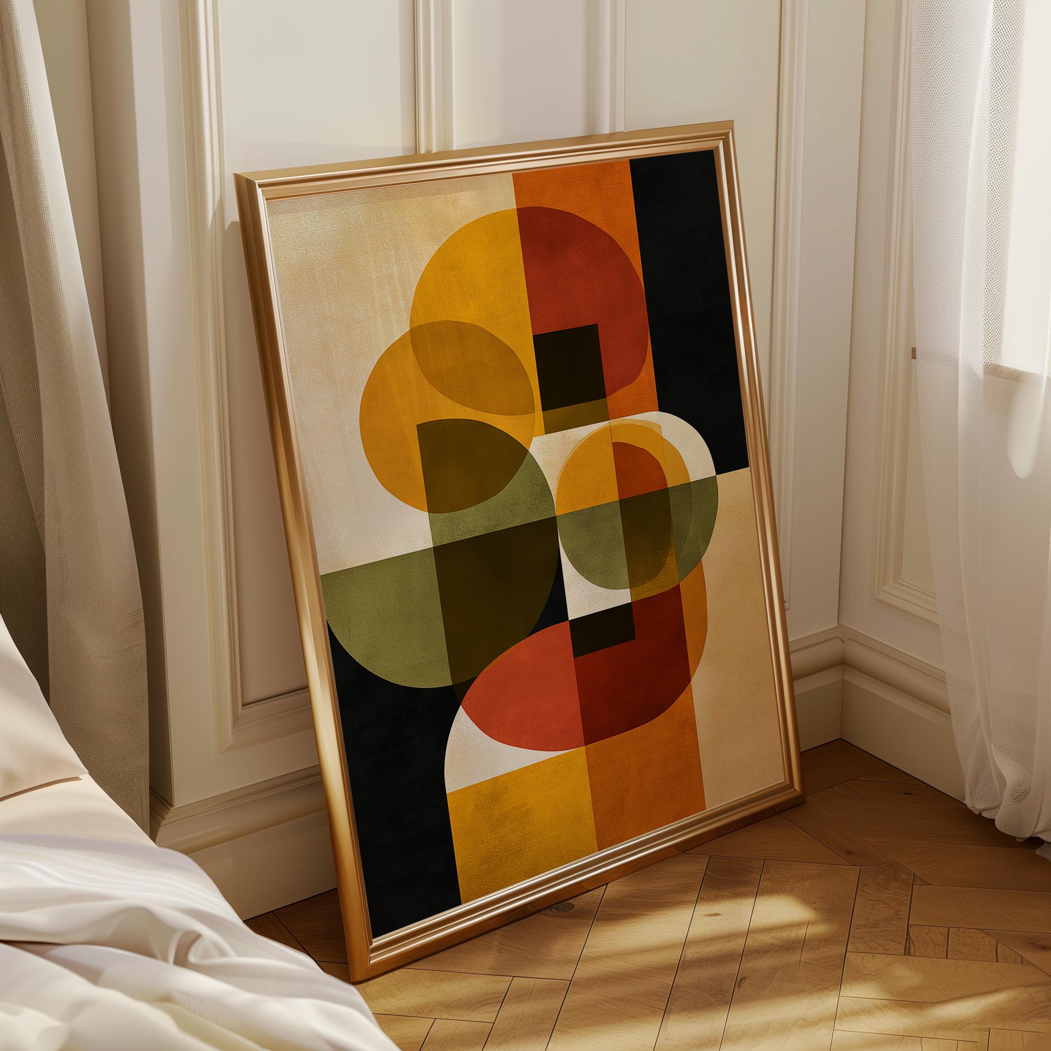Mid-century Modern Geometric Wall Art • Retro Abstract Shapes Print ...