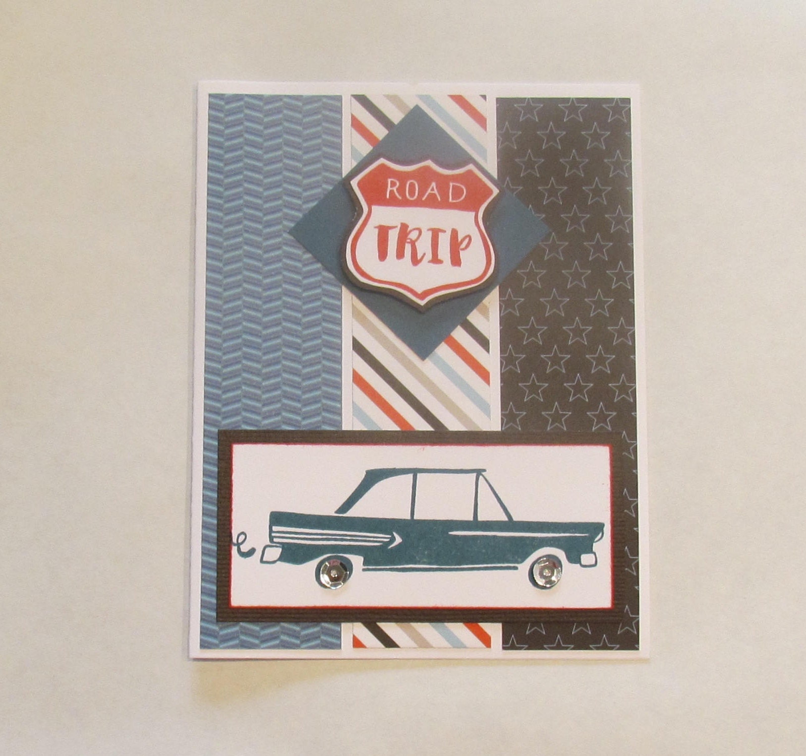 ROAD TRIP Happy BIRTHDAY Card Blue Red and Black Hand - Etsy