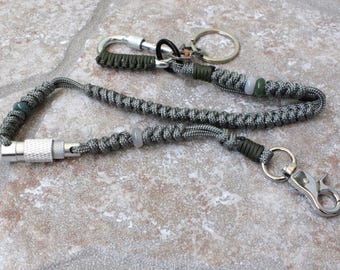 Chaîne en paracorde avec mousqueton, chaîne de portefeuille tactique, porte-clés robuste, lanière faite main accessoire rustique