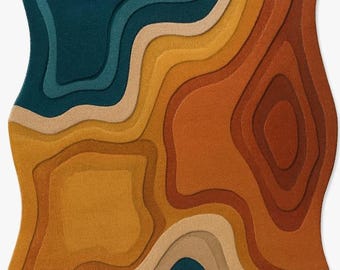 Hand-Tufted Irregular Wool Rug: Modern Multi Colour Area Rug