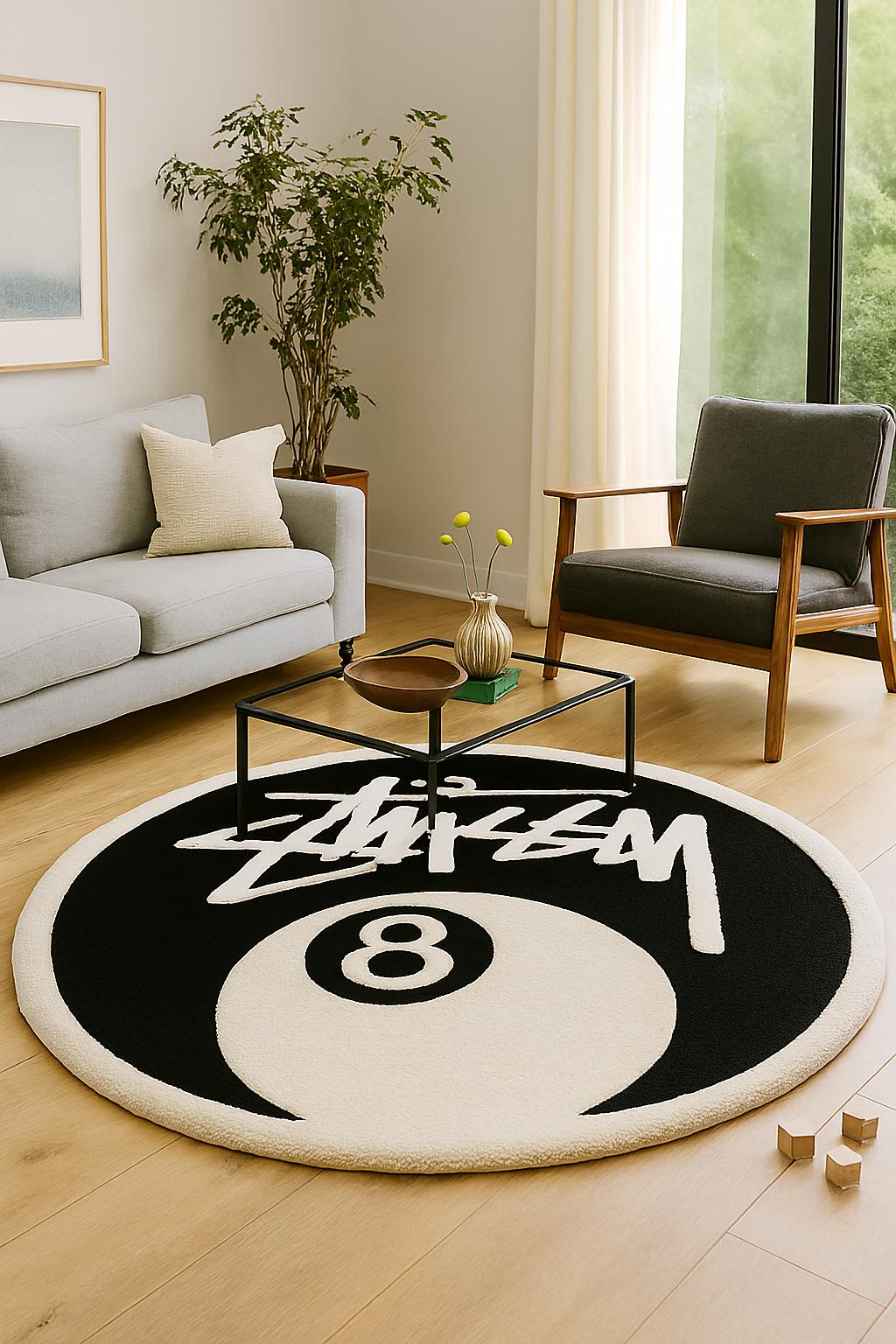 stussy ラグマット 8ボール Amazon.com: 8 Ball Rug, 32 inch Large Black Round Rug for