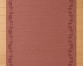 Hand-Tufted Pink Wool Area Rug – Modern Bordered Carpet