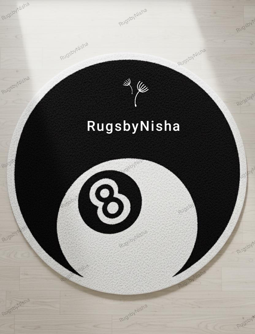 Mitubati 　stussy 8ボール　ラグ　ブラック Amazon.com: 8 Ball Rug, 24 inch Large Black Round Rug for Home