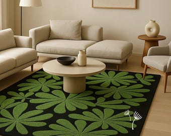 Colorful Floral Hand-Tufted Wool Green Livingroom and Bedroom decore Carpets