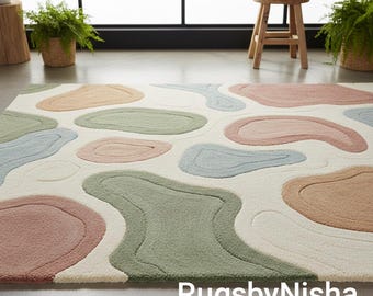 Hand-Tufted Plush Rug: Custom Color Geometric Area Rug