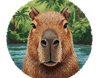 Capybara Face Latch Hook Kits DIY Rug Making Kit Wild Animal Jungle Decor