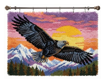 Kit de manualidades para alfombra de águila calva con gancho, arte con hilo para decorar la pared de la sala de estar.