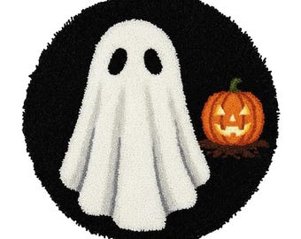 Halloween Ghost Latch Hook Kit Spooky Pumpkin Rug Making Fall Home Decor