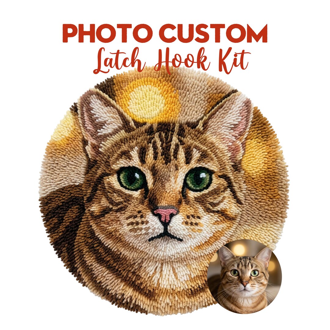Custom Latch Hook Kit DIY Round Rug Pet Lover Dog Cat Personalized ...