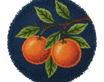 Orange Fruit Branch Latch Hook Kits DIY Rug Making Kit Citrus Kitchen Decor
