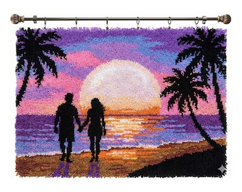 Kit de ganchillo DIY con silueta de pareja para alfombra de hilo para adultos, regalo de aniversario para esposa, proyecto de manualidades