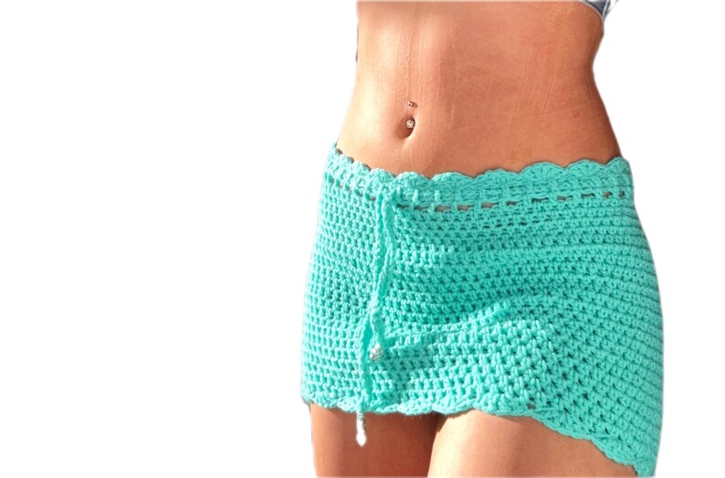 Turquoise Crochet Beach Skirt Pattern PDF, Easy Beginner Crochet Cover Up Pattern, Made to Measure Crochet Skirt Tutorial, DIY Summer Beach