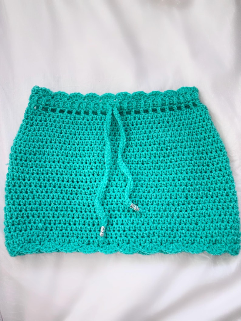 Turquoise Crochet Beach Skirt Pattern PDF, Easy Beginner Crochet Cover Up Pattern, Made to Measure Crochet Skirt Tutorial, DIY Summer Beach