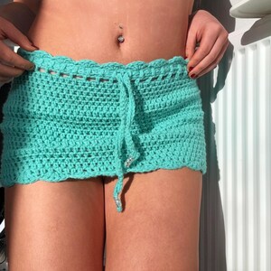 Turquoise Crochet Beach Skirt Pattern PDF, Easy Beginner Crochet Cover Up Pattern, Made to Measure Crochet Skirt Tutorial, DIY Summer Beach