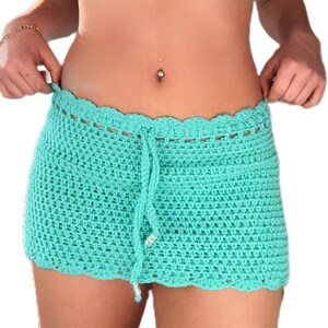 Turquoise Crochet Beach Skirt Pattern PDF, Easy Beginner Crochet Cover Up Pattern, Made to Measure Crochet Skirt Tutorial, DIY Summer Beach
