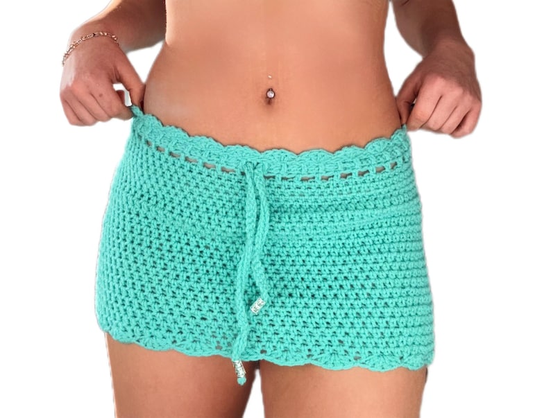 Turquoise Crochet Beach Skirt Pattern PDF, Easy Beginner Crochet Cover Up Pattern, Made to Measure Crochet Skirt Tutorial, DIY Summer Beach