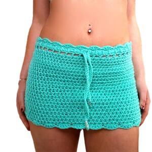 Turquoise Crochet Beach Skirt Pattern PDF, Easy Beginner Crochet Cover Up Pattern, Made to Measure Crochet Skirt Tutorial, DIY Summer Beach