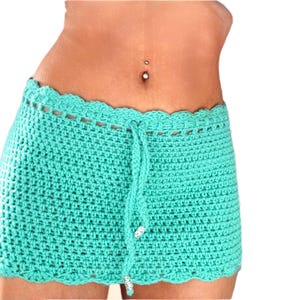 Turquoise Crochet Beach Skirt Pattern PDF, Easy Beginner Crochet Cover Up Pattern, Made to Measure Crochet Skirt Tutorial, DIY Summer Beach