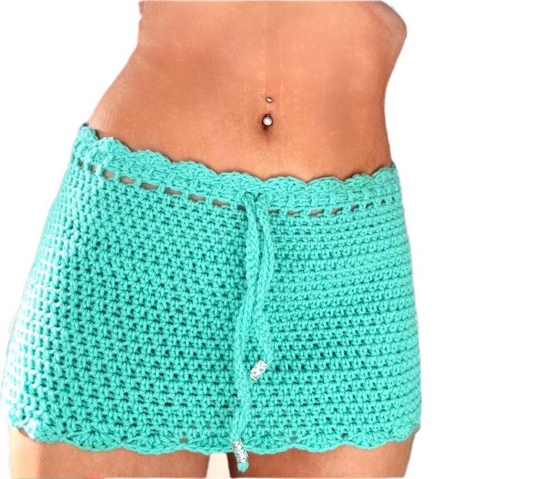 Turquoise Crochet Beach Skirt Pattern PDF, Easy Beginner Crochet Cover Up Pattern, Made to Measure Crochet Skirt Tutorial, DIY Summer Beach