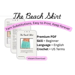 Turquoise Crochet Beach Skirt Pattern PDF, Easy Beginner Crochet Cover Up Pattern, Made to Measure Crochet Skirt Tutorial, DIY Summer Beach