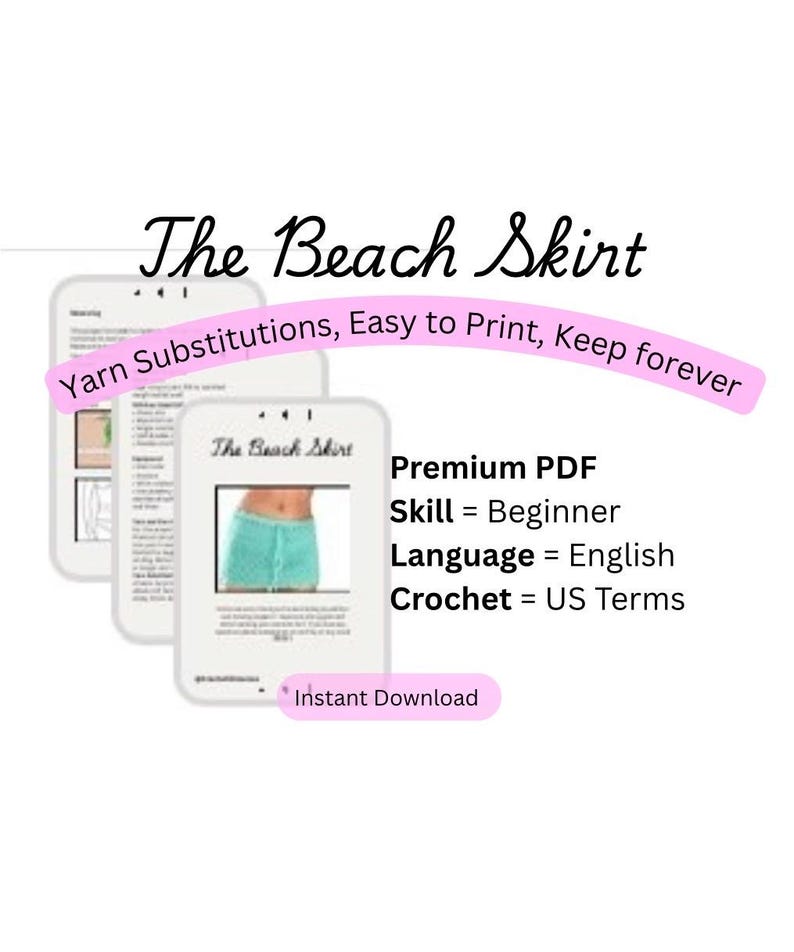 Turquoise Crochet Beach Skirt Pattern PDF, Easy Beginner Crochet Cover Up Pattern, Made to Measure Crochet Skirt Tutorial, DIY Summer Beach