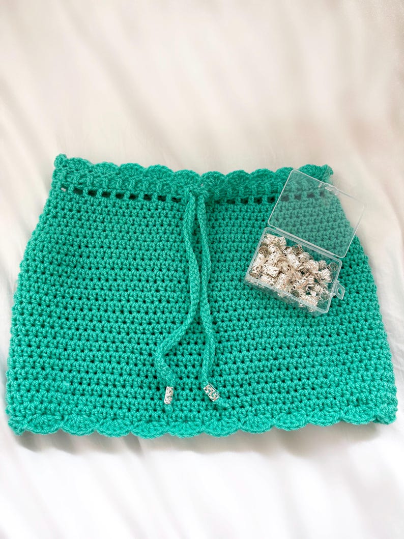 Turquoise Crochet Beach Skirt Pattern PDF, Easy Beginner Crochet Cover Up Pattern, Made to Measure Crochet Skirt Tutorial, DIY Summer Beach
