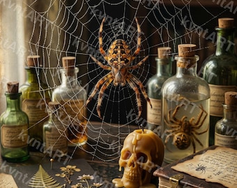 Dark Academia Spider Print, Gothic Victorian Insect Wall Art (Digital Download)