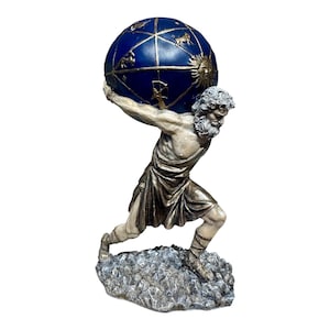 Handgemaakt beeldhouwwerk Atlas uit de Griekse titanenmythologie, antieke afwerking