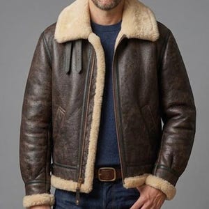 Leon S. Kennedy Resident Evil Inspiriert Lammlederjacken Braune Bikermäntel.