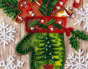 Kit de broderie de perles pour Noël, kit de broderie artisanale à la main pour adultes, broderie perlée et passe-temps, kit de Noël de perles, cadeau de Noël