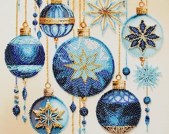 Christmas Bead Embroidery Kit, DIY Bead Ornament Craft Set for Adults, Beaded Embroidery Decoration, Modern Needlepoint Kit, Holiday Gift