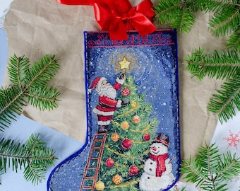 Kit de punto de cruz navideño fácil para principiantes, divertido juego de bordado contado, minikit de manualidades para adultos, regalo DIY hecho a mano.