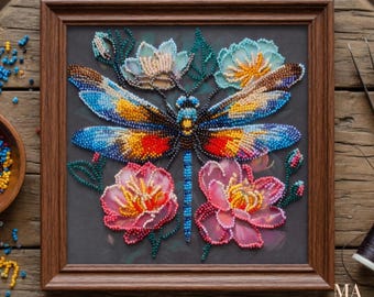 Kit de bordado con cuentas de libélula, manualidad de abalorios para hacer tú mismo, regalo para decoración floral de pared.