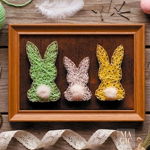 Bunny String Art Kit DIY Nagel en Draad Knutselen Pasen Decor Konijn Muurkunst Cadeau