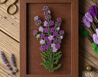 Kit de Arte com Fios de Lavanda - Faça Você Mesmo: Artesanato com Pregos e Linha - Decoração Floral de Parede - Presente Relaxante