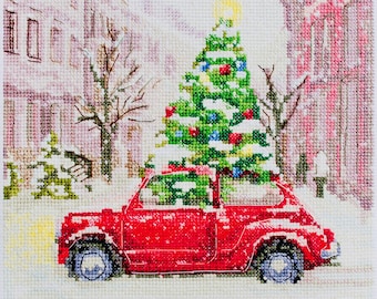 DIY Christmas Cross Stitch Kit – Cute Holiday Embroidery, Funny Craft Kit For Adults, Handmade Home Decoration Gift Idea