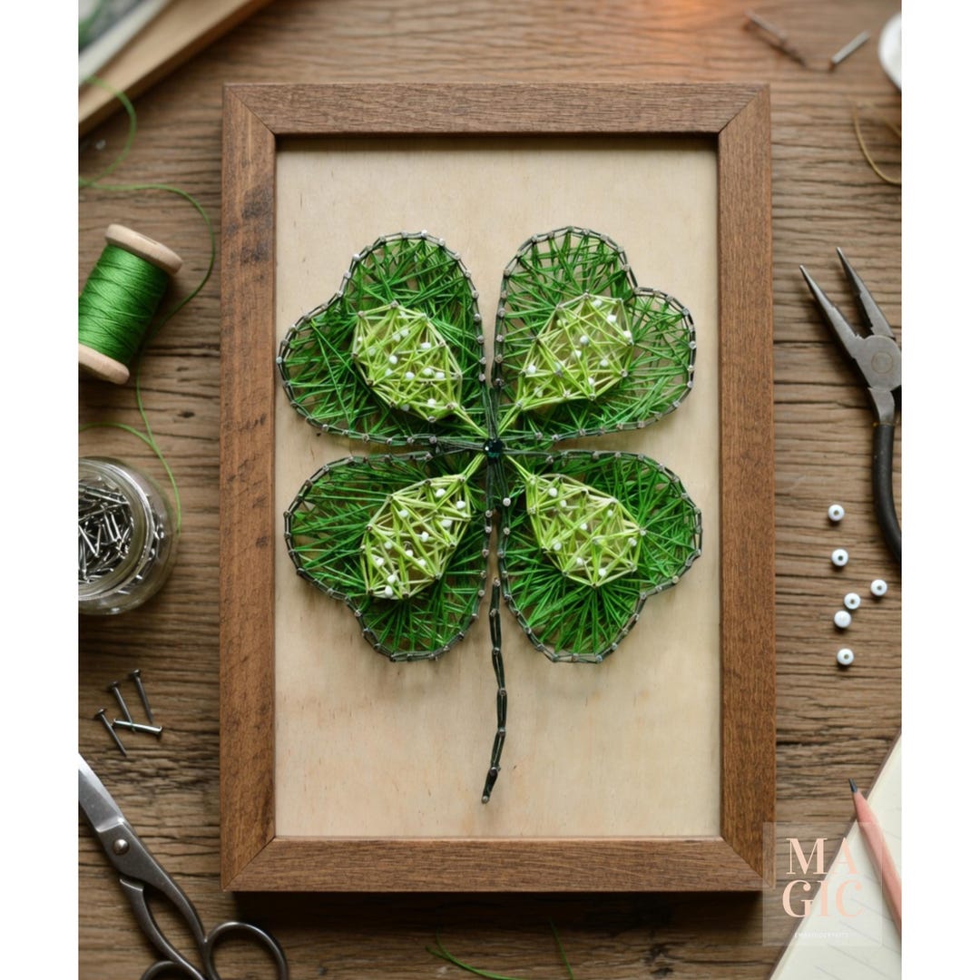 String Art Kit Four Leaf Clover DIY, Lucky Charm Nail and Thread Craft ...
