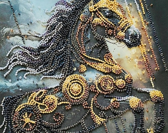 Horse Bead Embroidery Kit, 3D Beaded Animal Art, DIY Embroidery Craft Kit For Adults, Beautiful Needlework Set, Unique Christmas Gift