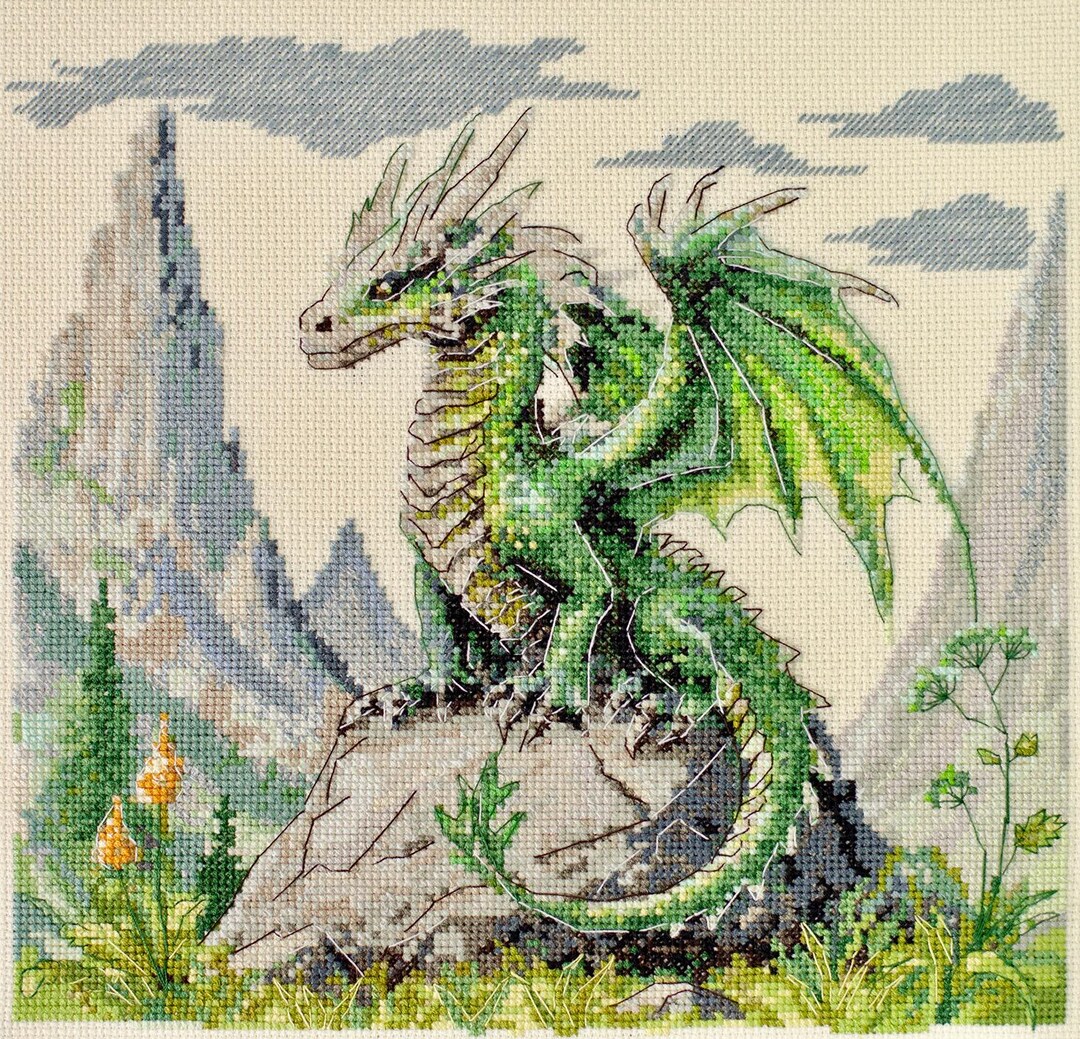 Fantasy Dragon Cross Stitch Kit – Modern Counted Embroidery Design ...