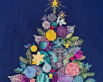 Kit de punto de cruz navideño: set de bordado DIY para adultos, kit de manualidades festivas, arte de bordado hecho a mano y regalo para artesanos.