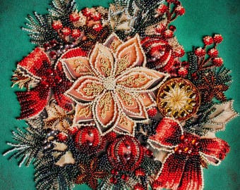Kit de broderie de perles pour Noël, kit de broderie perlée pour adultes, ensemble d'ornements de perles brodés à la main, kit de broderie de perles pour Noël, cadeau