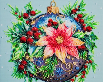 Christmas Bead Embroidery Kit, DIY Beaded Needlework Set For Adults, Easy 3D Holiday Craft Kit, Beginner Embroidery, Beautiful Handmade Gift