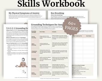 Cahier d'exercices pour faire face à l'anxiété | Exercices d'ancrage et de respiration | Feuilles de travail imprimables