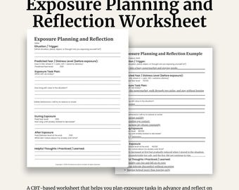Werkblad blootstellingsplanning en reflectie | Tool voor CGT-gegradeerde blootstelling | Ondersteuning bij angst en vermijding | Afdrukbare therapiebron